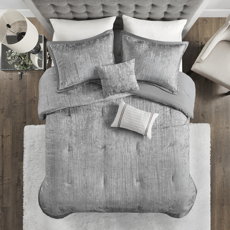 King Silver Velvet Down Alternative Bedspread Set