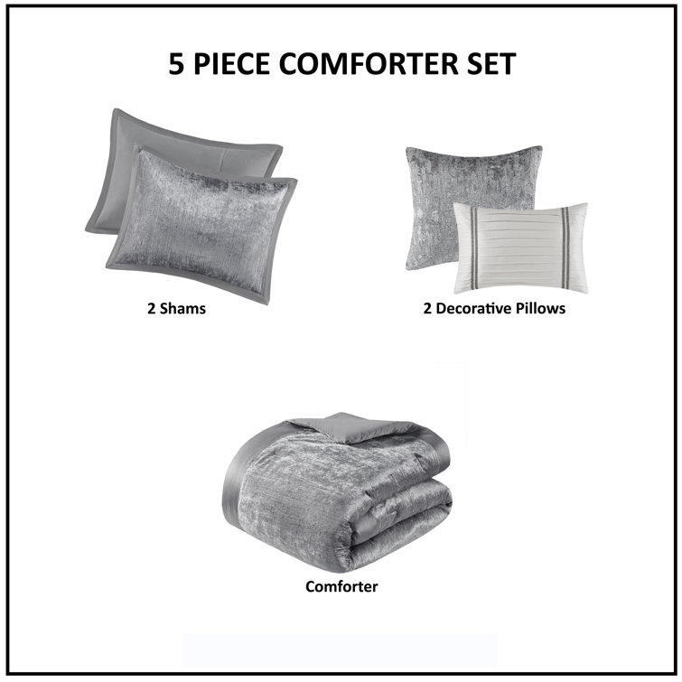 King Silver Velvet Down Alternative Bedspread Set