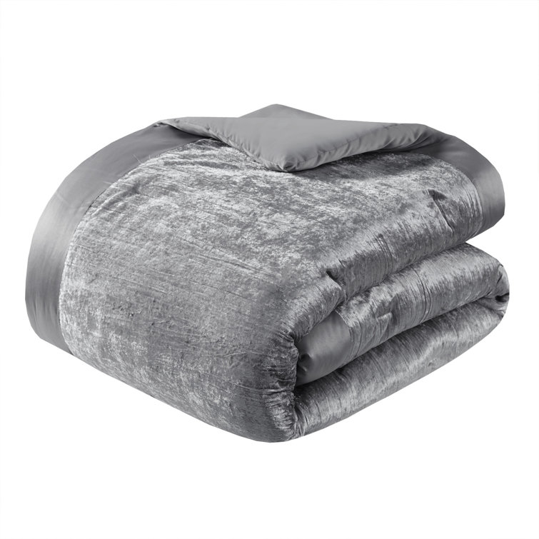 King Silver Velvet Down Alternative Bedspread Set