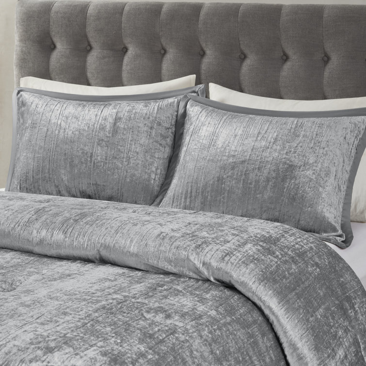 King Silver Velvet Down Alternative Bedspread Set