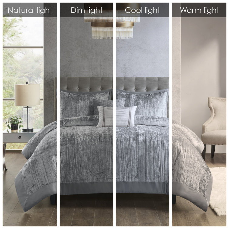 King Silver Velvet Down Alternative Bedspread Set