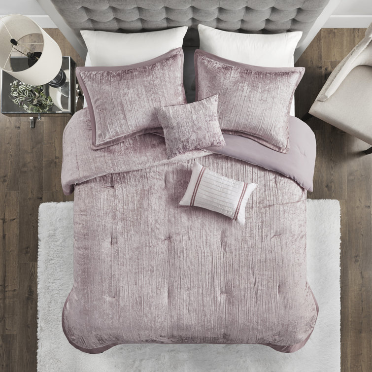 Blush Velvet Full Down Alternative 5-Piece Bedspread Set