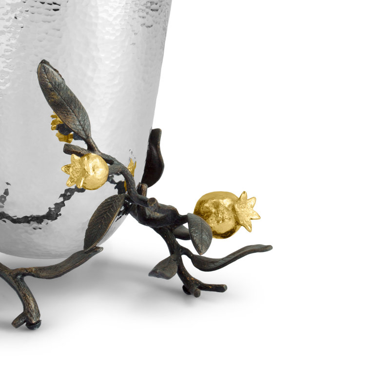 Rustic Multi-Color Metal Table Vase with Gold 3D Embellishments