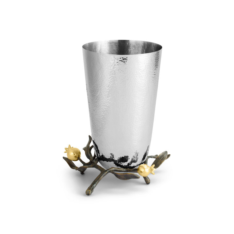 Rustic Multi-Color Metal Table Vase with Gold 3D Embellishments