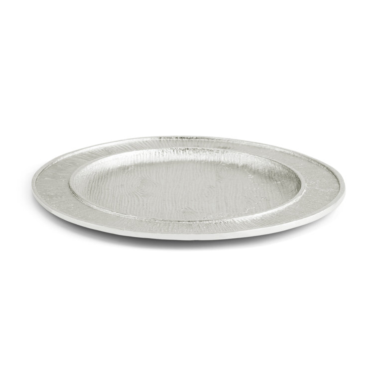 Rustic Gray Glass Charger Plate with Wood Grain Print