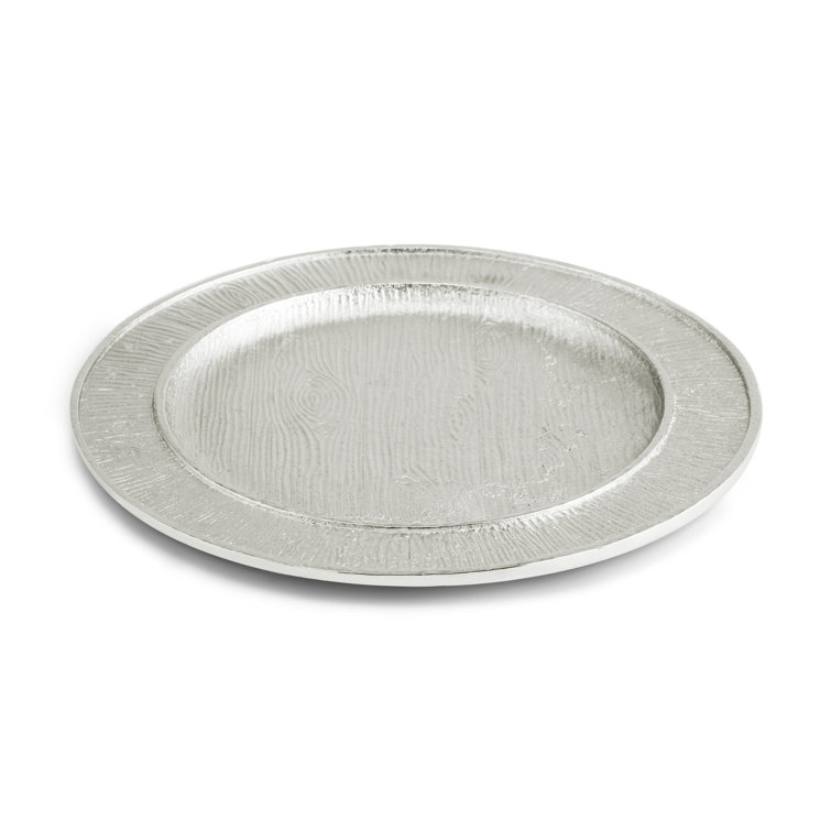 Rustic Gray Glass Charger Plate with Wood Grain Print