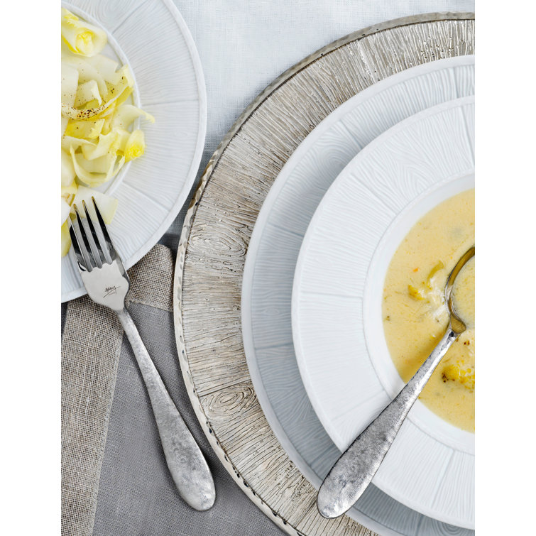 Rustic Gray Glass Charger Plate with Wood Grain Print