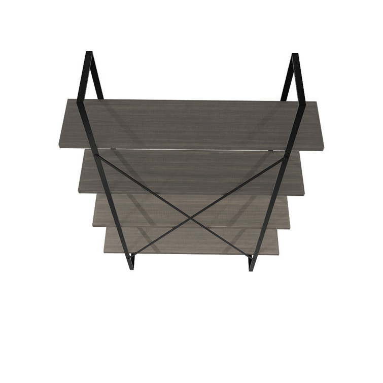 Gilesgrove Industrial Black Wood and Metal 4-Shelf Bookcase