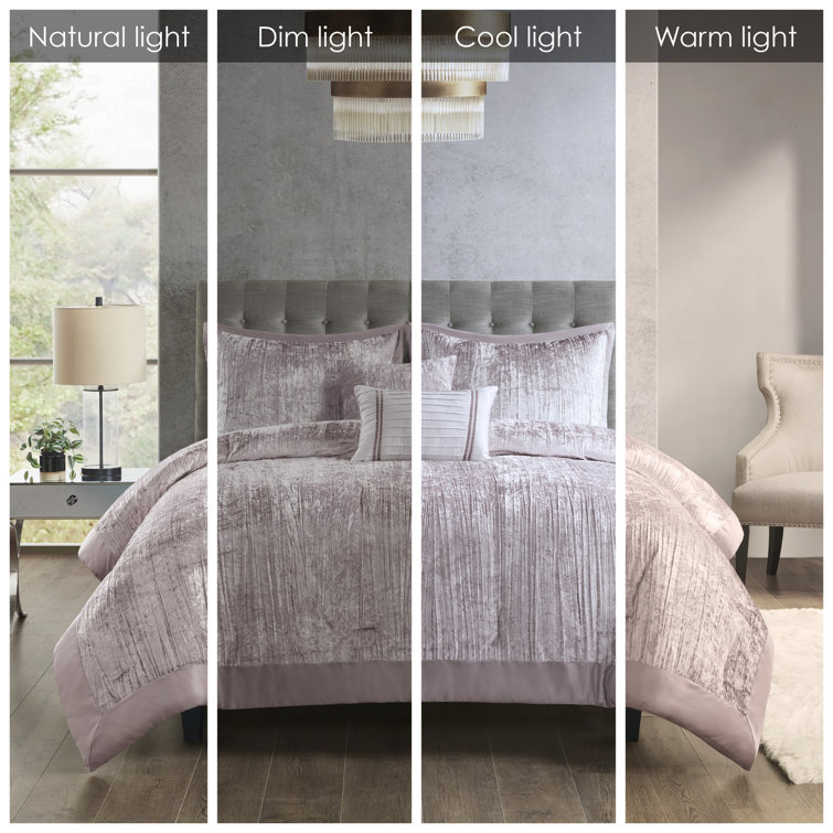 Blush Velvet Full Down Alternative 5-Piece Bedspread Set