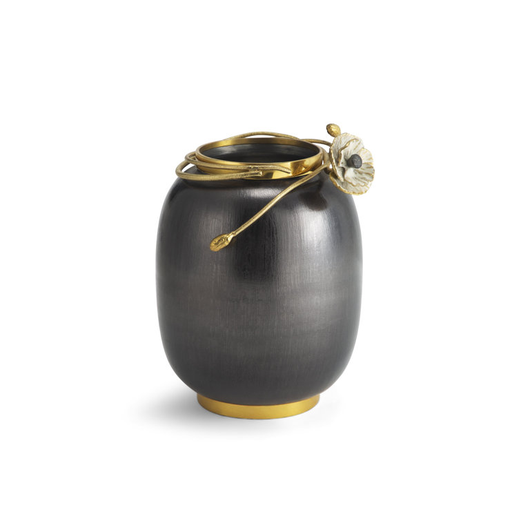 Medium Black and Gold Metal Anemone Vase