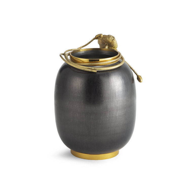 Medium Black and Gold Metal Anemone Vase