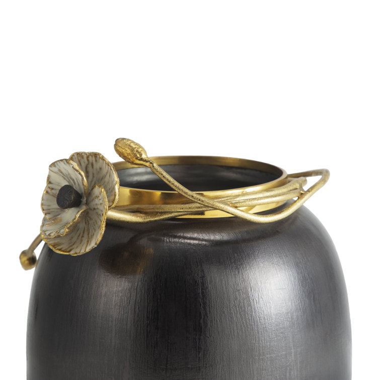 Medium Black and Gold Metal Anemone Vase