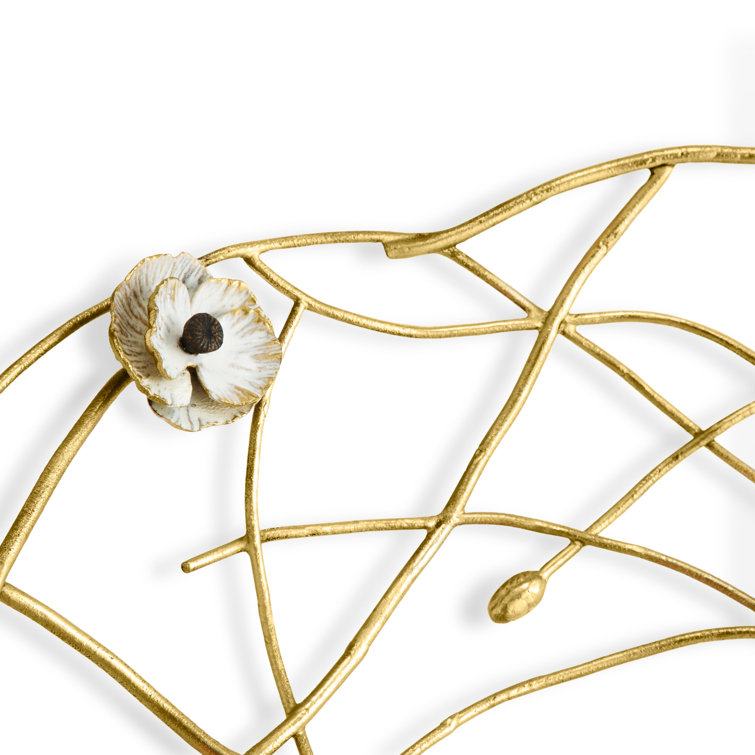 Handcrafted Gold and White Porcelain Abstract Centerpiece Bowl
