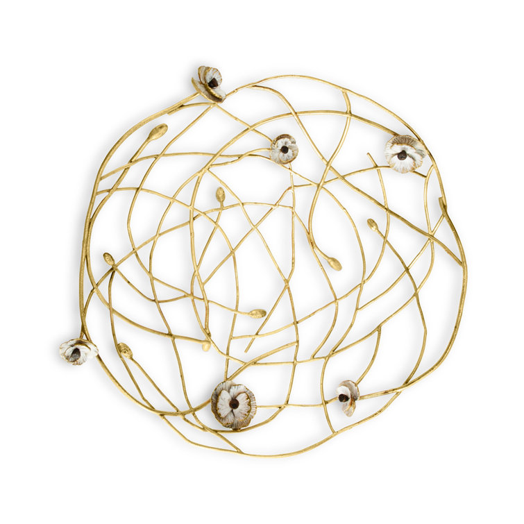 Handcrafted Gold and White Porcelain Abstract Centerpiece Bowl