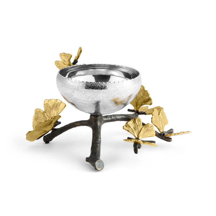 Silver and Gold Round Nickel Plated Snack Bowl