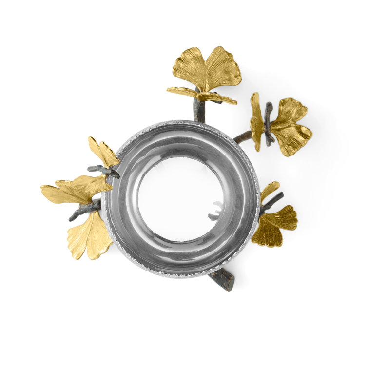 Silver and Gold Round Nickel Plated Snack Bowl