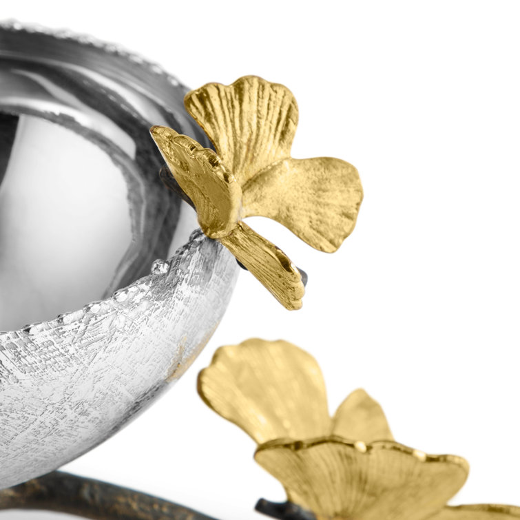 Silver and Gold Round Nickel Plated Snack Bowl