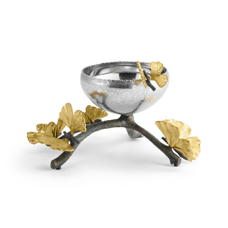 Silver and Gold Round Nickel Plated Snack Bowl