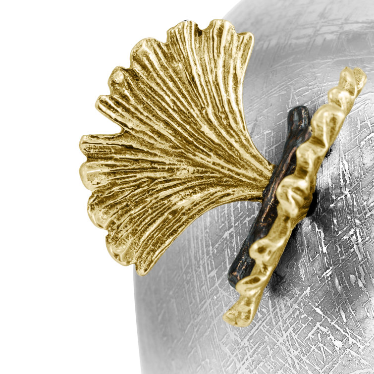 Silver and Gold Butterfly Ginkgo Metal Table Vase