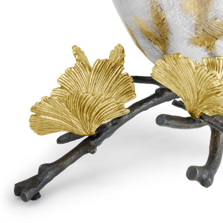 Silver and Gold Butterfly Ginkgo Metal Table Vase