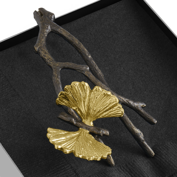 Bronze and Gold Butterfly Ginkgo Cocktail Napkin Holder
