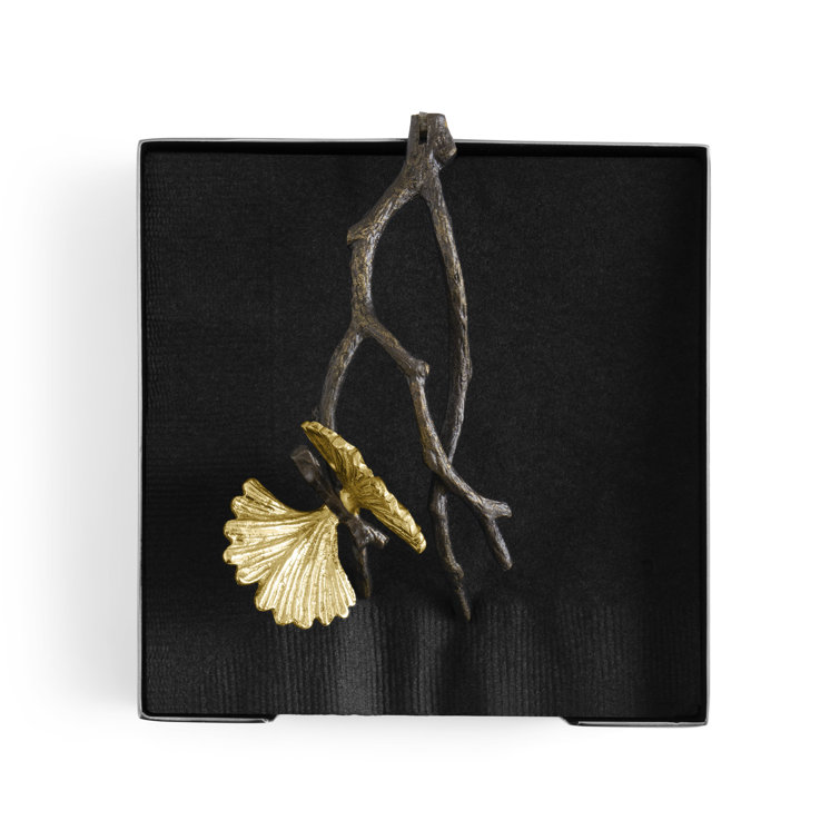 Bronze and Gold Butterfly Ginkgo Cocktail Napkin Holder