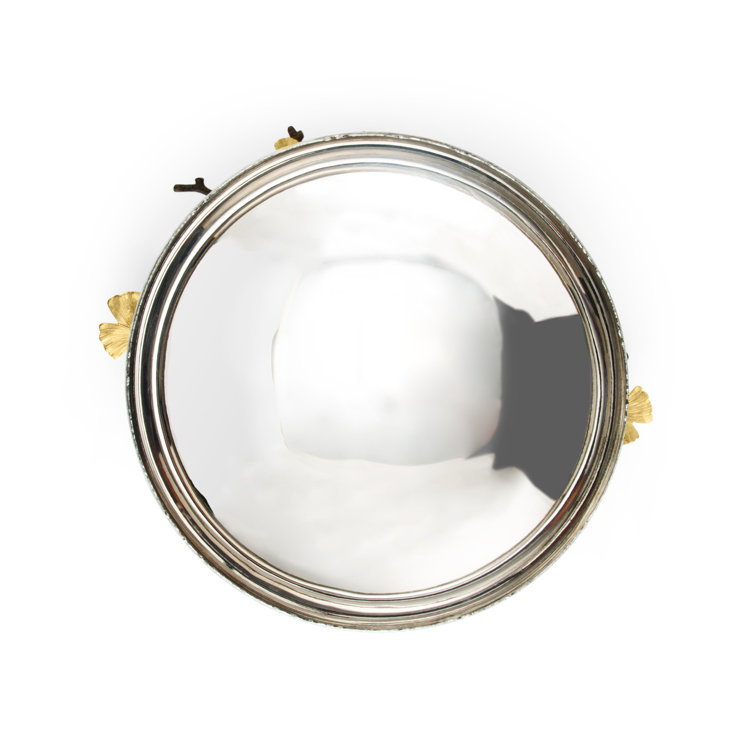 Butterfly Ginkgo Silver and Gold Embellished Fruit Bowl with Stand