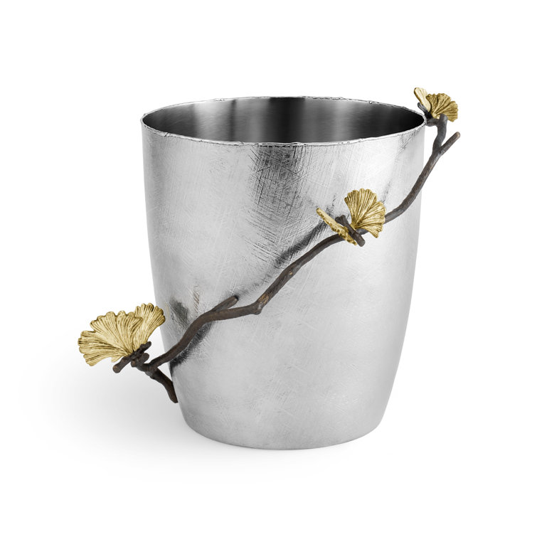 Handmade Bronze Butterfly Ginkgo Round Decorative Bucket