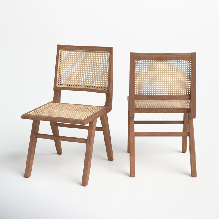 Elegant Coastal Walnut and French Cane Side Chair, 23"x34"