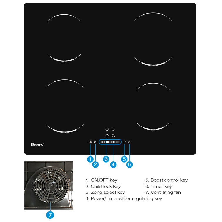 24" Black Ceramic 4-Burner Induction Cooktop