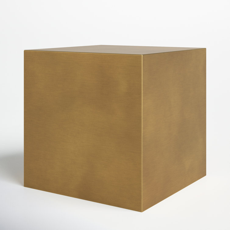 Brass and Black Square Steel Block End Table
