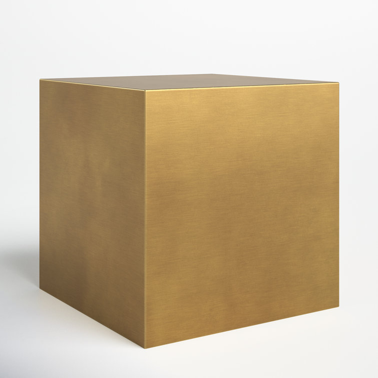 Brass and Black Square Steel Block End Table