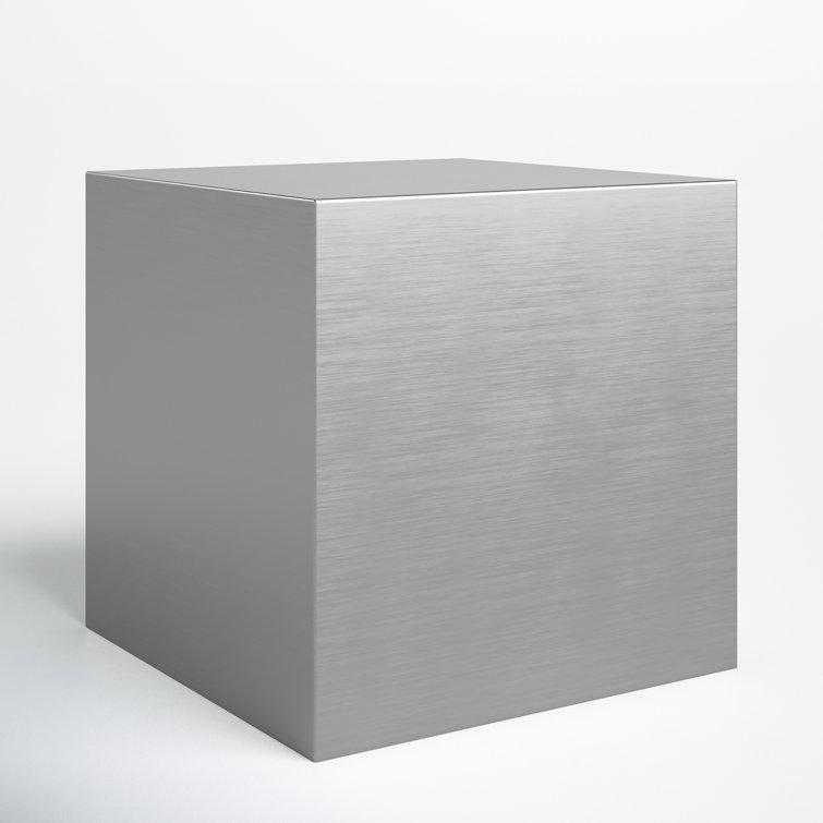 Brushed Metal Square Block End Table