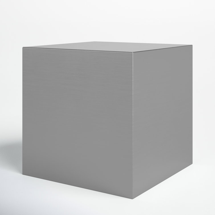Brushed Metal Square Block End Table