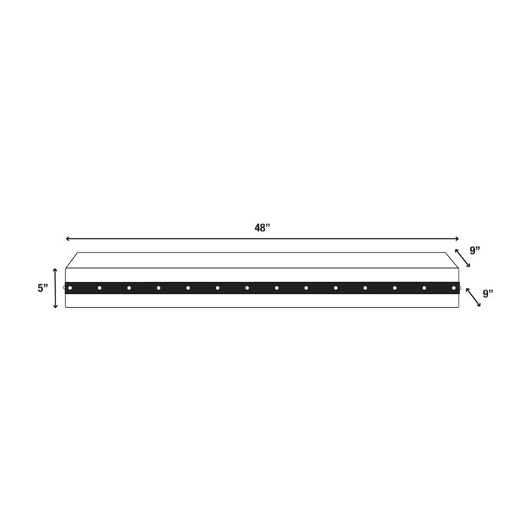Bedford 48" Black Metal Bradded Red Pine Fireplace Mantel Shelf