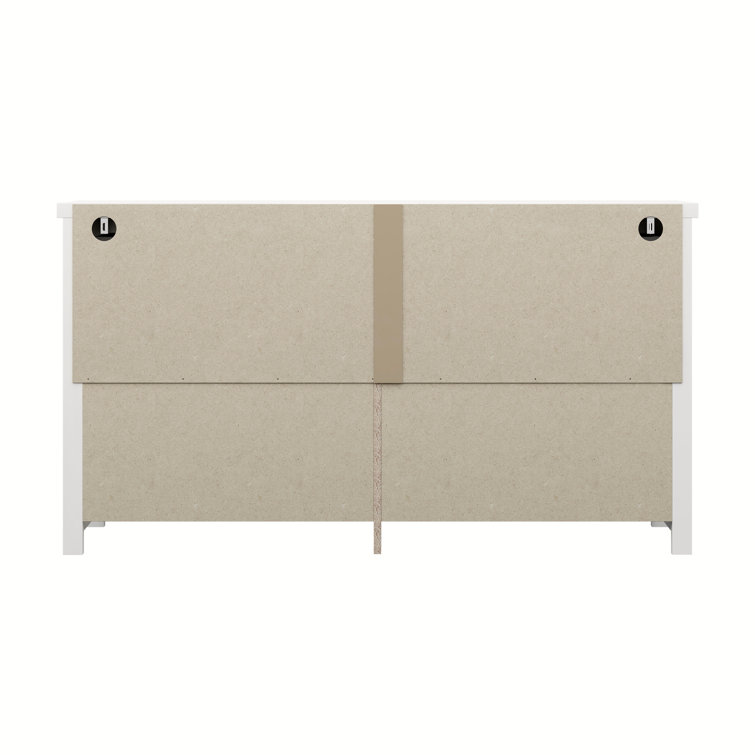 Harmony Coastal 6-Drawer Matte White Dresser with Metal Pulls