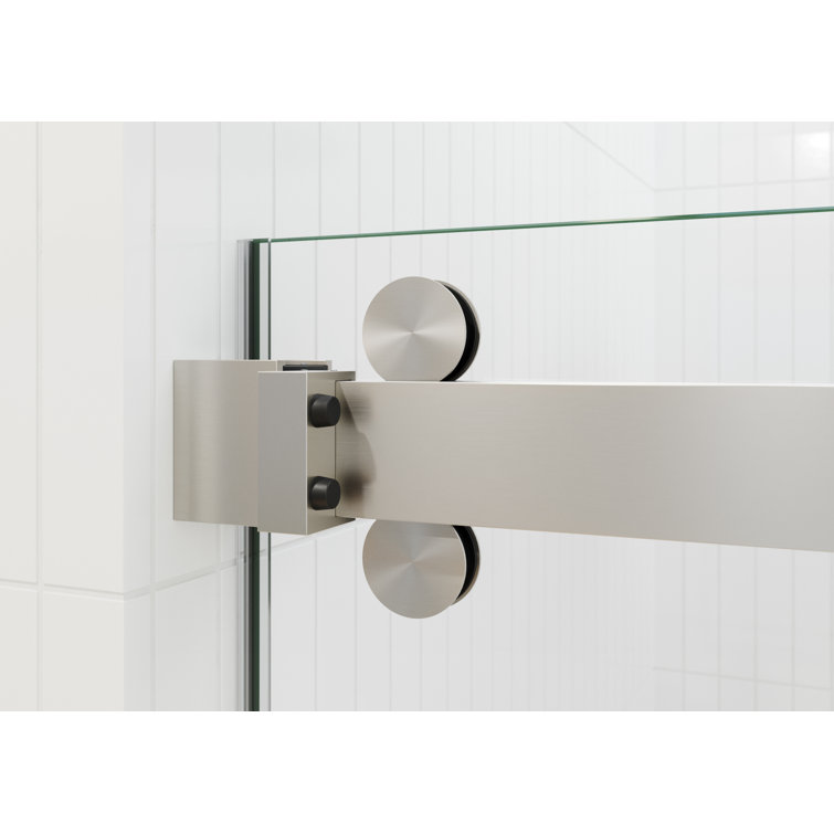 Polaris Frameless Brushed Nickel Sliding Bathtub Door