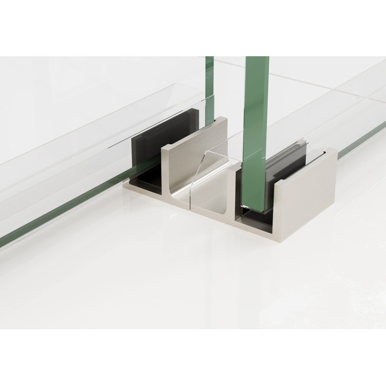 Polaris Frameless Brushed Nickel Sliding Bathtub Door