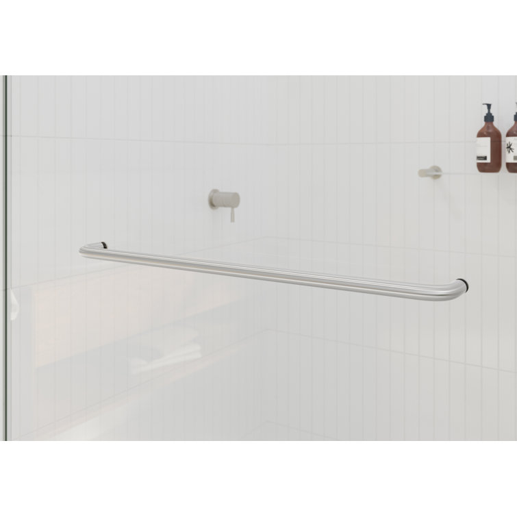 Polaris Frameless Brushed Nickel Sliding Bathtub Door