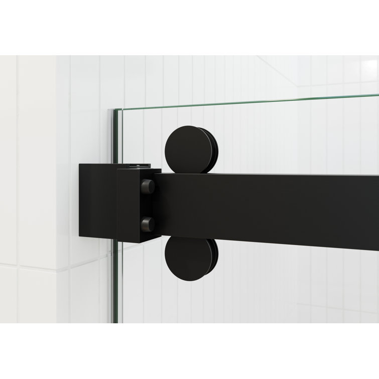 Polaris 60" Matte Black Frameless Sliding Bathtub Door