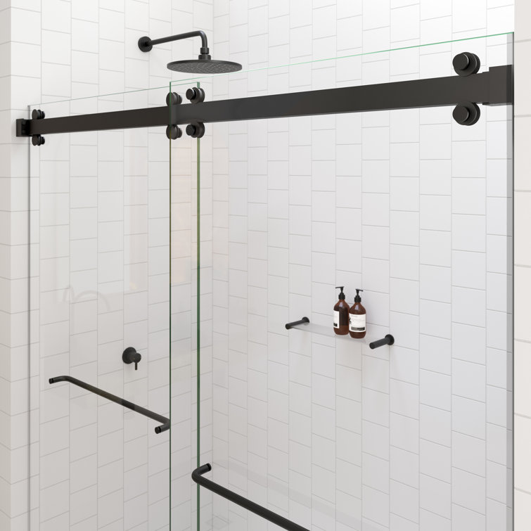 Polaris 60" Matte Black Frameless Sliding Bathtub Door