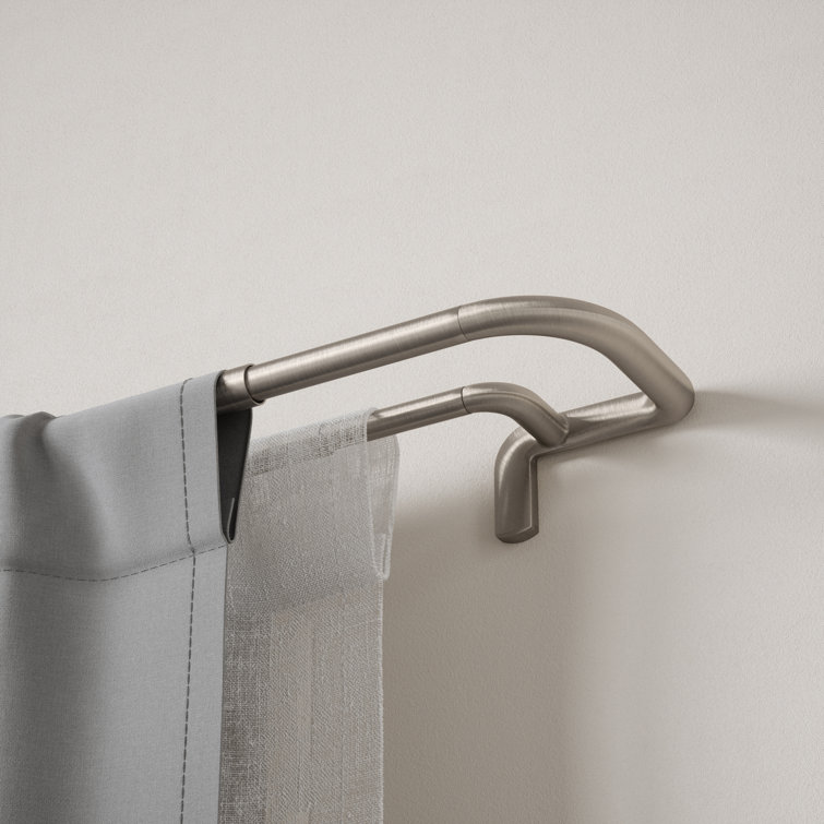 Matte Nickel Double Curtain Rod with Wrap-Around Design
