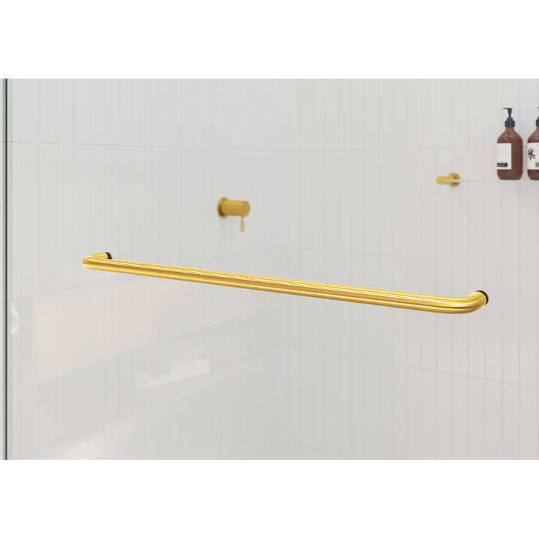 Polaris Frameless Satin Brass Sliding Bathtub Door 60 x 66 in.