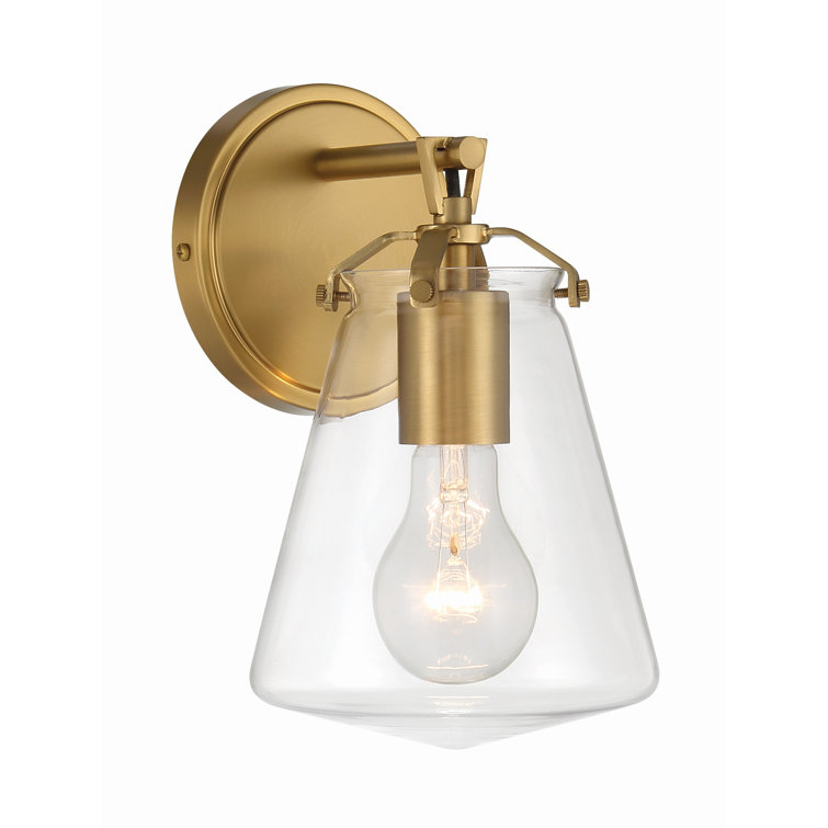 Luxe Gold Single Light Cone Glass Sconce