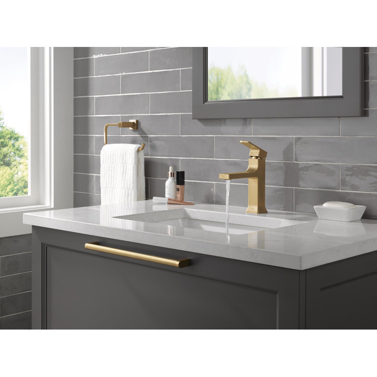Champagne Bronze Single Handle Bathroom Faucet with Drain Assembly