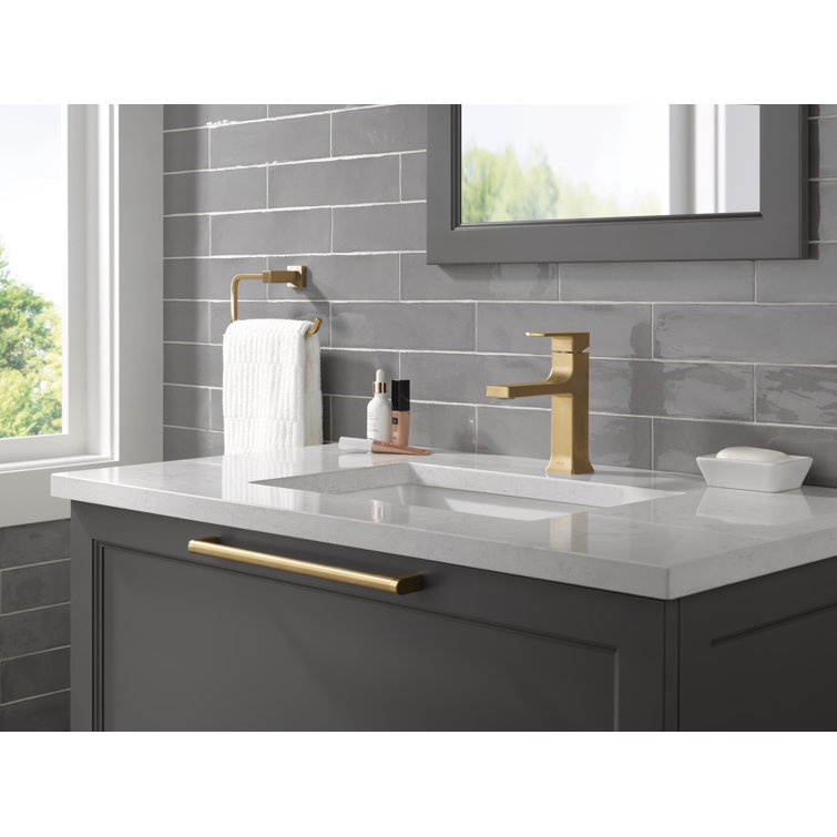 Champagne Bronze Single Handle Bathroom Faucet with Drain Assembly