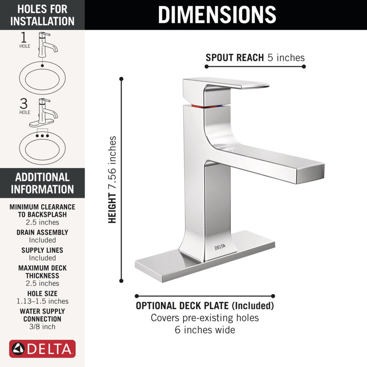 Velum Chrome Single Handle Bathroom Faucet with Drain Assembly