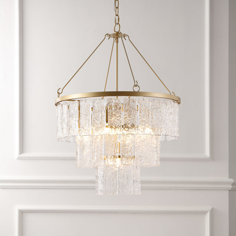 Marjory Gold 3-Tier Chandelier with Clear Textured Glass