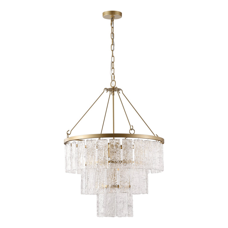Marjory Gold 3-Tier Chandelier with Clear Textured Glass