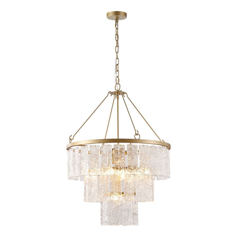 Marjory Gold 3-Tier Chandelier with Clear Textured Glass